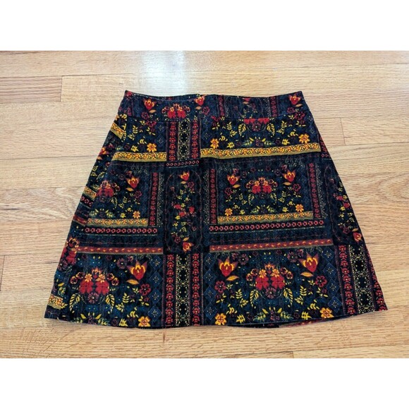 H&M Coachella Womens Size 6 Patterned Velvet Mini Skirt Boho Festival Bohemian - Picture 3 of 13